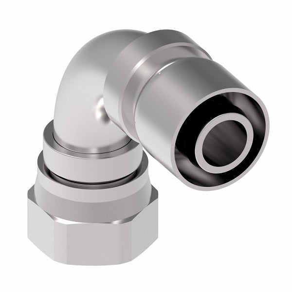 FJ3250-2424S Aeroquip by Danfoss | Female 37° JIC Swivel 90° Elbow 100R5 Crimp Fitting | FJ Series | -24 Female 37° JIC Swivel x -24 Hose Barb | Steel