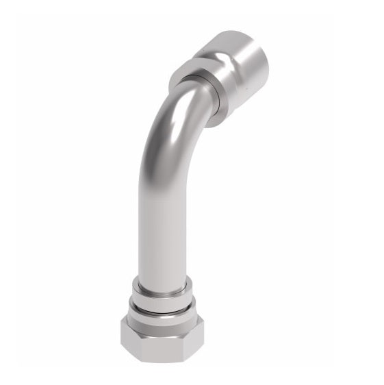 FJ3251-1616S Aeroquip by Danfoss | Female 37° JIC Swivel Long Drop 90° Elbow 100R5 Crimp Fitting | FJ Series | -16 Female 37° JIC Swivel x -16 Hose Barb | Steel