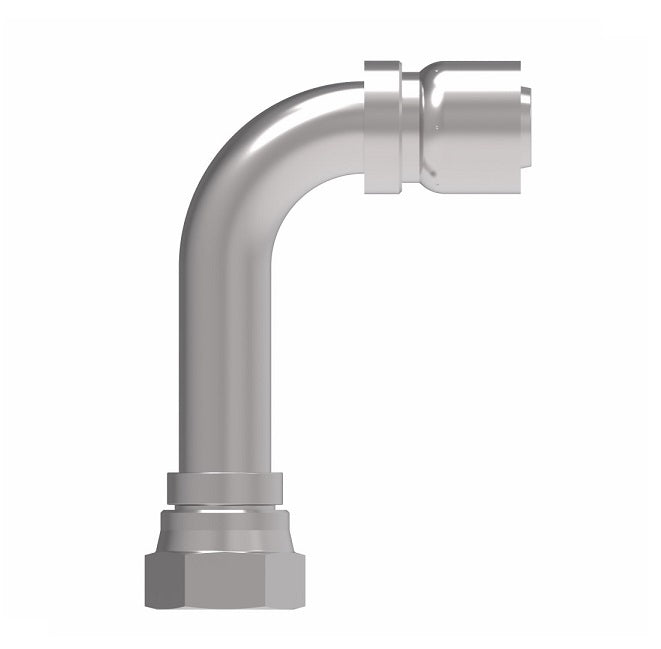 FJ3251-1616S Aeroquip by Danfoss | Female 37° JIC Swivel Long Drop 90° Elbow 100R5 Crimp Fitting | FJ Series | -16 Female 37° JIC Swivel x -16 Hose Barb | Steel