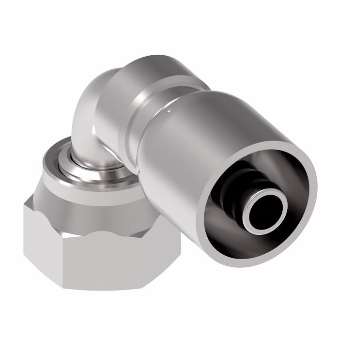 FJ3255-1612S Aeroquip by Danfoss | Female ORS Swivel 90° Elbow 100R5 Crimp Fitting | FJ Series | -16 Female O-Ring Face Seal Swivel x -12 Hose Barb | Steel