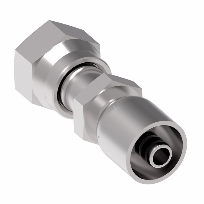FJ3468-0608S Aeroquip by Danfoss | Female ORS Swivel 100R5 Crimp Fitting | FJ Series | -06 Female O-Ring Face Seal Swivel x -08 Hose Barb | Steel