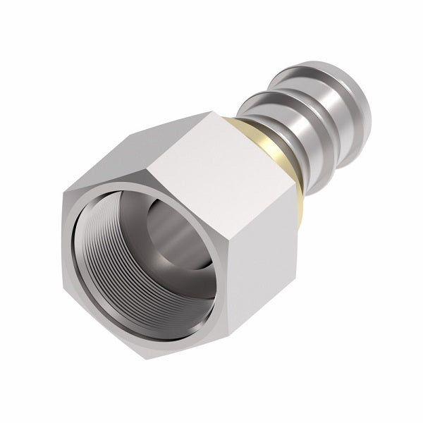 FJ7044-0404S Aeroquip by Danfoss | Female ORS Swivel Socketless Reusable Hose Fitting | FJ Series | -04 Female O-Ring Face Seal Swivel x -04 Push-On Hose Barb | Steel