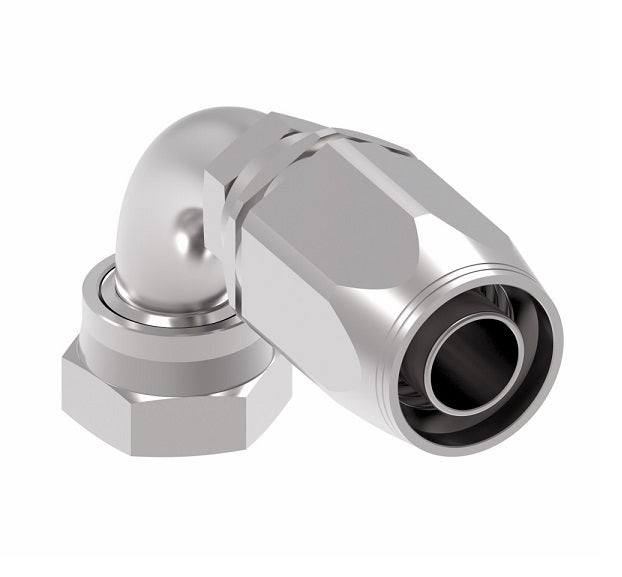 FJ7346-0808S Aeroquip by Danfoss | Female ORS Swivel Short Drop 90° Elbow 100R2 TTC Reusable Hose Fitting | FJ Series | -08 Female O-Ring Face Seal Swivel x -08 Reusable Hose End | Steel