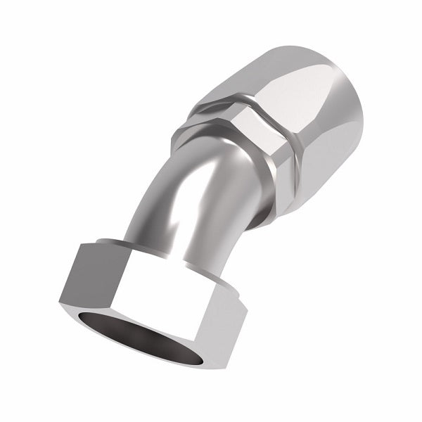 FJ9707-2424S Aeroquip by Danfoss | Female ORS Swivel 45° Elbow 100R5 Reusable Hose Fitting | -24 Female O-Ring Face Seal Swivel x -24 Reusable Hose End | Steel