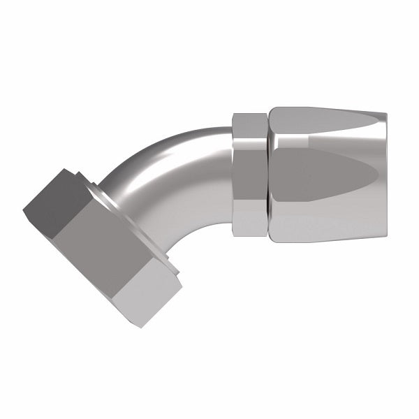 FJ9707-2424S Aeroquip by Danfoss | Female ORS Swivel 45° Elbow 100R5 Reusable Hose Fitting | -24 Female O-Ring Face Seal Swivel x -24 Reusable Hose End | Steel