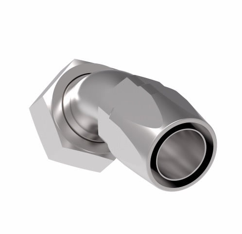 FJ9707-2424S Aeroquip by Danfoss | Female ORS Swivel 45° Elbow 100R5 Reusable Hose Fitting | -24 Female O-Ring Face Seal Swivel x -24 Reusable Hose End | Steel