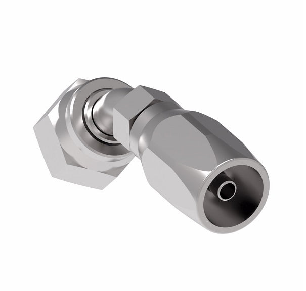FJ9707-0808S Aeroquip by Danfoss | Female ORS Swivel 45° Elbow 100R5 Reusable Hose Fitting | -08 Female O-Ring Face Seal Swivel x -08 Reusable Hose End | Steel