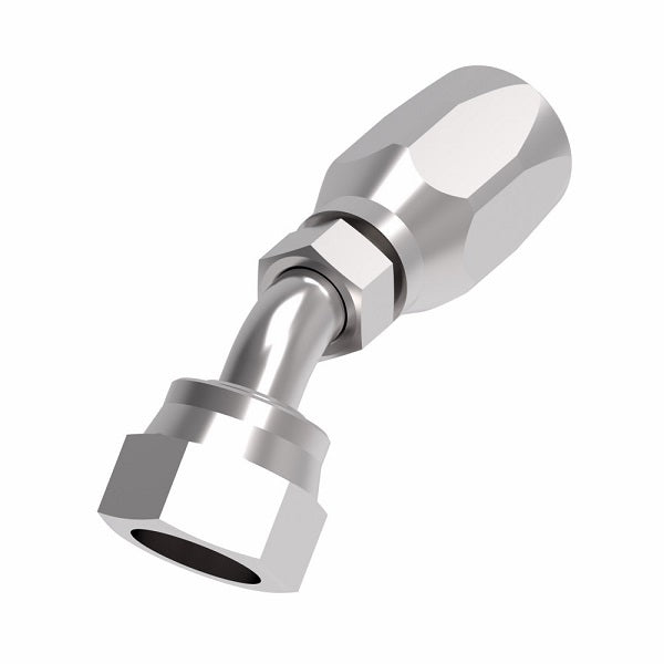 FJ9707-1010S Aeroquip by Danfoss | Female ORS Swivel 45° Elbow 100R5 Reusable Hose Fitting | -10 Female O-Ring Face Seal Swivel x -10 Reusable Hose End | Steel