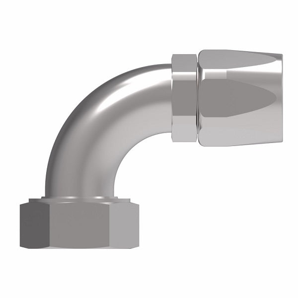 FJ9708-2424S Aeroquip by Danfoss | Female ORS Swivel Short Drop 90° Elbow 100R5 Reusable Hose Fitting | -24 Female O-Ring Face Seal Swivel x -24 Reusable Hose End | Steel