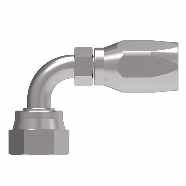 FJ9708-1616S Aeroquip by Danfoss | Female ORS Swivel Short Drop 90° Elbow 100R5 Reusable Hose Fitting | -16 Female O-Ring Face Seal Swivel x -16 Reusable Hose End | Steel