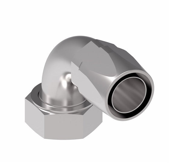 FJ9708-2424S Aeroquip by Danfoss | Female ORS Swivel Short Drop 90° Elbow 100R5 Reusable Hose Fitting | -24 Female O-Ring Face Seal Swivel x -24 Reusable Hose End | Steel