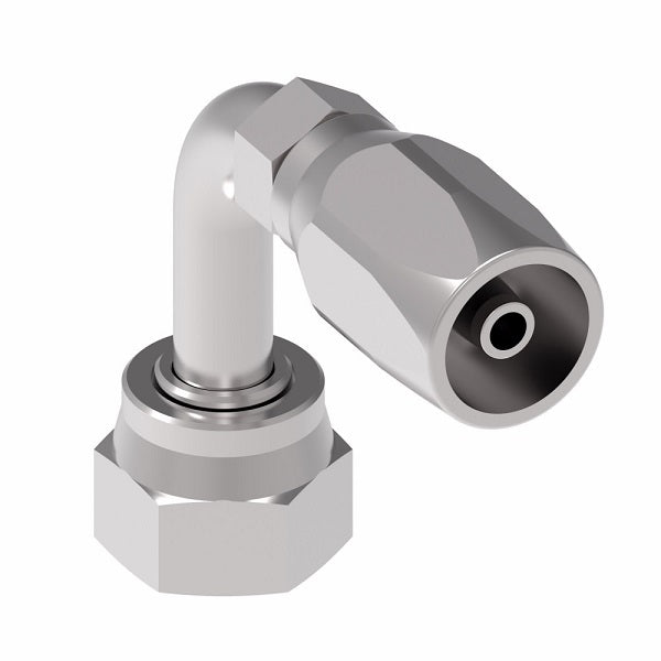 FJ9709-1616S Aeroquip by Danfoss | Female ORS Swivel Long Drop 90° Elbow 100R5 Reusable Hose Fitting | FJ Series | -16 Female O-Ring Face Seal Swivel x -16 Reusable Hose End | Steel