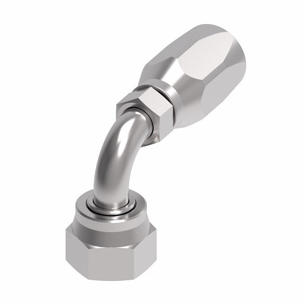 FJ9734-0808S Aeroquip by Danfoss | Female ORS Swivel Short Drop 90° Elbow 100R2 Skive Style Reusable Hose Fitting | FJ Series | -08 Female O-Ring Face Seal Swivel x -08 Reusable Hose End | Steel