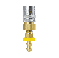 FS204VP ZSi-Foster Quick Disconnect FJT Series - 1/4" One Way Valved Socket - 1/4" x 1/4" Body x I.D. - Straight Push-On Hose Stem - Brass