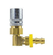 FS214VP ZSi-Foster Quick Disconnect FJT Series - 1/4" One Way Valved Socket - 1/4" I.D - 90 deg Push-On Hose Stem - Brass