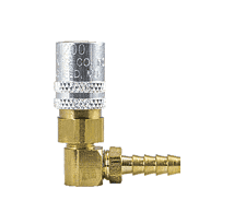FS216V ZSi-Foster Quick Disconnect FJT Series - 1/4" One Way Valved Socket - 3/8" I.D 90 deg Hose Stem - Brass
