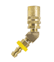 BLFS226P ZSi-Foster Quick Disconnect FJT Series - 1/4" Series Straight Thru Socket - 3/8" I.D 45 deg. Push-On Hose Stem - Ball Lock, Brass