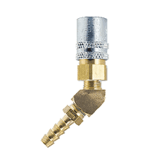 FS224V ZSi-Foster Quick Disconnect FJT Series - 1/4" One Way Valved Socket - 1/4" I.D 45 deg Hose Stem - Brass