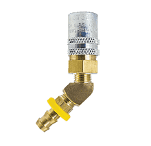 FS224VP ZSi-Foster Quick Disconnect FJT Series - 1/4" One Way Valved Socket - 1/4" x 1/4" Body x I.D. - 45 deg Push-On Hose Stem - Brass
