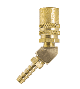 FS226 ZSi-Foster Quick Disconnect FJT Series - 1/4" Series Straight Thru Socket - 3/8" I.D 45 deg. Hose Stem - Ball Lock, Brass