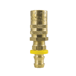 FS308HFP ZSi-Foster Quick Disconnect FJT Series - 3/8" High Flow Straight-Thru Socket - 1/2" I.D. Straight Push-On Hose Stem - Brass High Flow