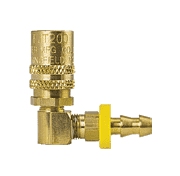 BLFS318P ZSi-Foster Quick Disconnect FJT Series - 3/8" Straight Thru Socket - 1/2" I.D. 90 deg Push-On Hose Stem - Ball Lock, Brass