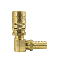 FS318HF ZSi-Foster Quick Disconnect FJT Series - 3/8" High Flow Straight-Thru Socket - 1/2" I.D. 90 deg. Hose Stem - Brass