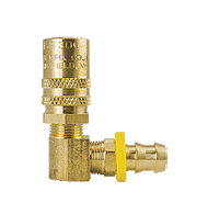 FS318HFP ZSi-Foster Quick Disconnect FJT Series - 3/8" High Flow Straight-Thru Socket - 1/2" I.D. 90 deg. Push-On Hose Stem - Brass High Flow
