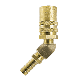 FS326 ZSi-Foster Quick Disconnect FJT Series - 3/8" Straight Thru Socket - 3/8" I.D. 45 deg Hose Stem - Brass
