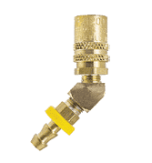 FS328P ZSi-Foster Quick Disconnect FJT Series - 3/8" Straight Thru Socket - 1/2" I.D. 45 deg Push-On Hose Stem - Brass