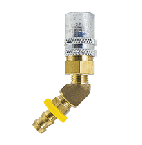 FS328VP ZSi-Foster Quick Disconnect FJT Series - 3/8" One Way Valved Socket - 1/2" Body x I.D. 45 deg Push-On Hose Stem - Brass