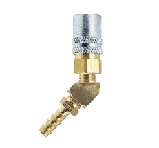 BLFS328V ZSi-Foster Quick Disconnect FJT Series - 3/8" One Way Valved Socket - 1/2" I.D. 45 deg Hose Stem - Ball Lock, Brass, Valved