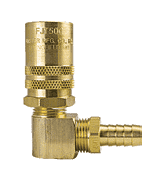 FS514 ZSi-Foster Quick Disconnect FJT Series - 1/2" Straight-Thru Socket - 1/2" I.D. 90 deg. Hose Stem - Brass