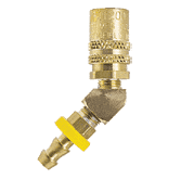 FS524P ZSi-Foster Quick Disconnect FJT Series - 1/2" Straight-Thru Socket - 1/2" I.D. 45 deg. Push-On Hose Stem - Brass