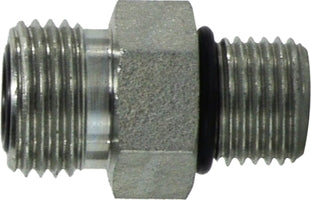 FS6400O128 (FS6400-O-12-8) Midland Hydraulic Male ORSF to ORB Connector - 1-3/16-12 Male O-Ring Face Seal x 3/4-16 Male O-Ring Boss - Steel