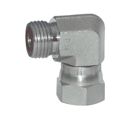 FS6500-12-12 Dixon Zinc Plated Steel 1-3/16"-12 Male Flat Face x 1-3/16"-12 Female Flat Face Swivel Nut 90 deg. Elbow