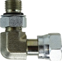 FS680966 (FS68096-6-6) Midland Hydraulic Straight Thread Swivel Nut 90° Elbow - 9/16-18 Male O-Ring Boss x 11/16-16 Female O-Ring Face Seal - Steel