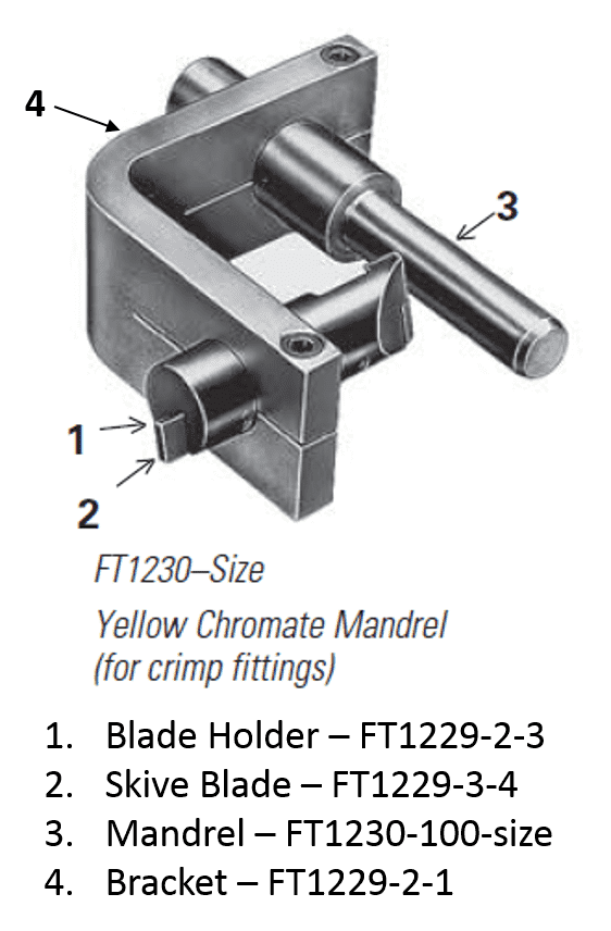FT1230-100-4 Eaton Aeroquip Yellow Chromate Replacement Mandrel for External Skiving Tool (for Crimp Fittings)