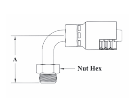 GC20-6x7 Couplamatic Grip Crimp Coupling - Male Inverted Flare - 90° - 3/8" Hose ID - 11/16x18 Thread Size