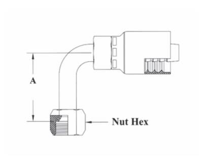GC24-6x6 Couplamatic Grip Crimp Coupling - JIC Seat - 90° Female Swivel Medium Drop - 3/8" Hose ID - 9/16x18 Thread Size