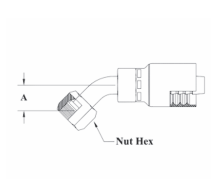 GC31-12x16 Couplamatic Grip Crimp Coupling - O-Ring Face Seal (ORF) - 45° Female Swivel - 3/4" Hose ID - 1-7/16x20 Thread Size
