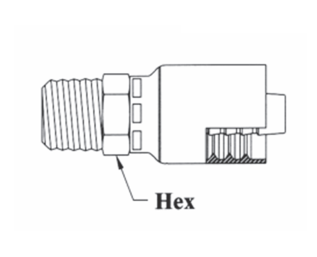 GC53-4x4 Couplamatic Grip Crimp Coupling - BSPT - British Standard Tapered - Male Pipe Solid - 1/4" Hose ID - R-1/4-19 Thread Size - 1/4" BSPT 