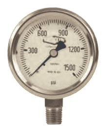 GLSS2000 Dixon All Stainless Steel Liquid Filled Gauge - 2-1/2" Face, 1/4" Lower Mount - 0-2000 PSI