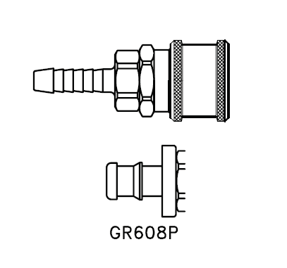 GR608P Eaton 600 Series Standard Female Socket - 3/8 Hose Stem End Connection Pneumatic Quick Disconnect Coupling for use with Push-on Style Hose - Buna-N Seal - Brass