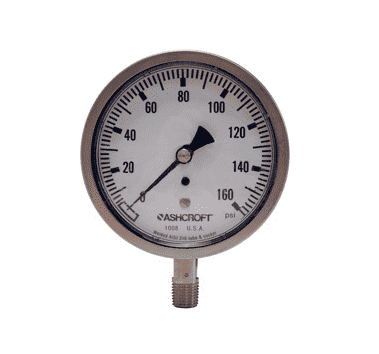 GSS10000-4 Dixon All Stainless Steel Dry Gauge - 3-1/2" Face, 1/4" Lower Mount - 0-10000 PSI