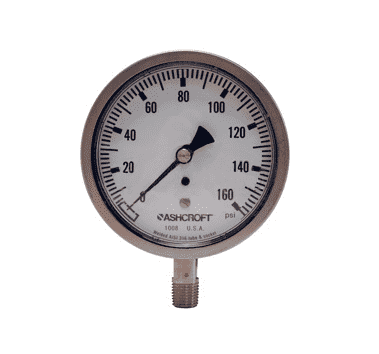 GSS30-4 Dixon All Stainless Steel Dry Gauge - 3-1/2" Face, 1/4" Lower Mount - 0-30 PSI