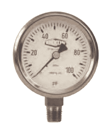 GSS2000 Dixon All Stainless Steel Dry Gauge - 2-1/2" Face, 1/4" Lower Mount - 0-2000 PSI