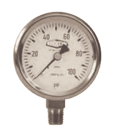 GSS200 Dixon All Stainless Steel Dry Gauge - 2-1/2" Face, 1/4" Lower Mount - 0-200 PSI