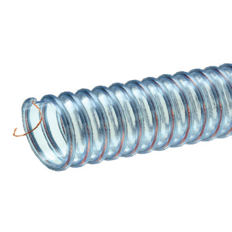 GTFE400X50 Kuriyama Tigerflex GTFE Series Food Grade PVC Ducting/Material Handling Hose with Grounding Wire - 4" - 50ft