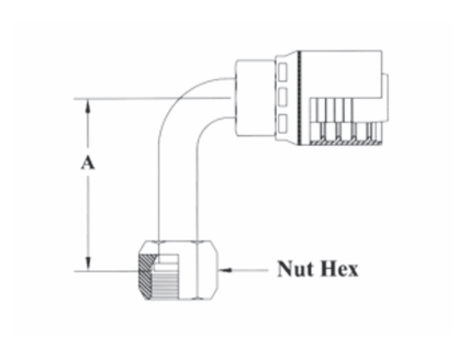 GW33-8x10 Couplamatic GW Series Coupling - O-Ring Face Seal (ORF) - 90° Female Swivel Long drop - 1/2" Hose ID - 1x14 Thread